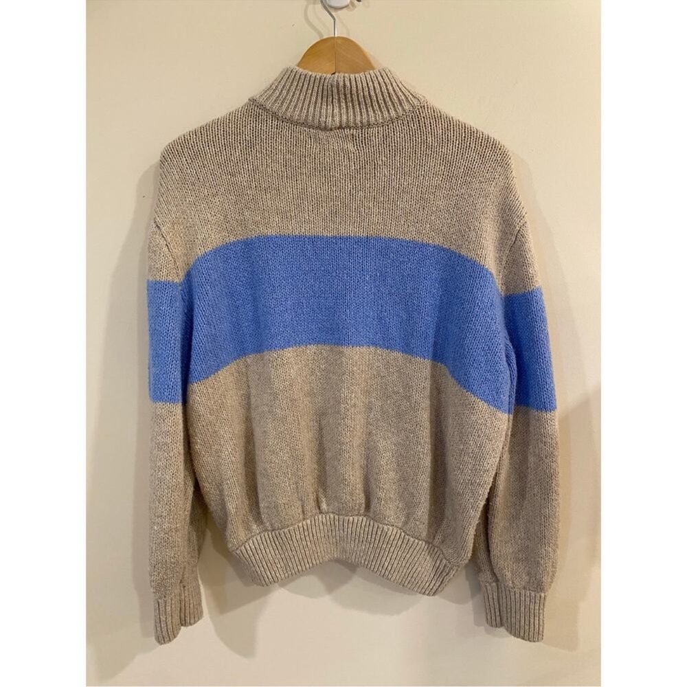 Aerie Blue and Tan Cowl Neck Sweater - Picture 3 of 4